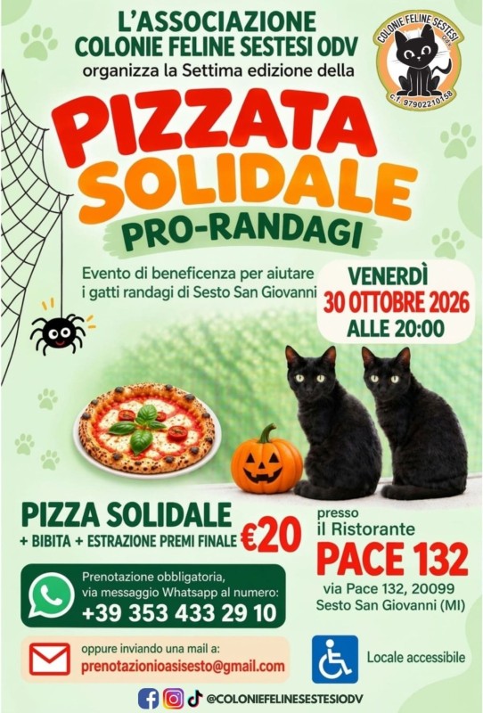 Pizzata Sociale Pro-Randagi 30 Ottobre 2026