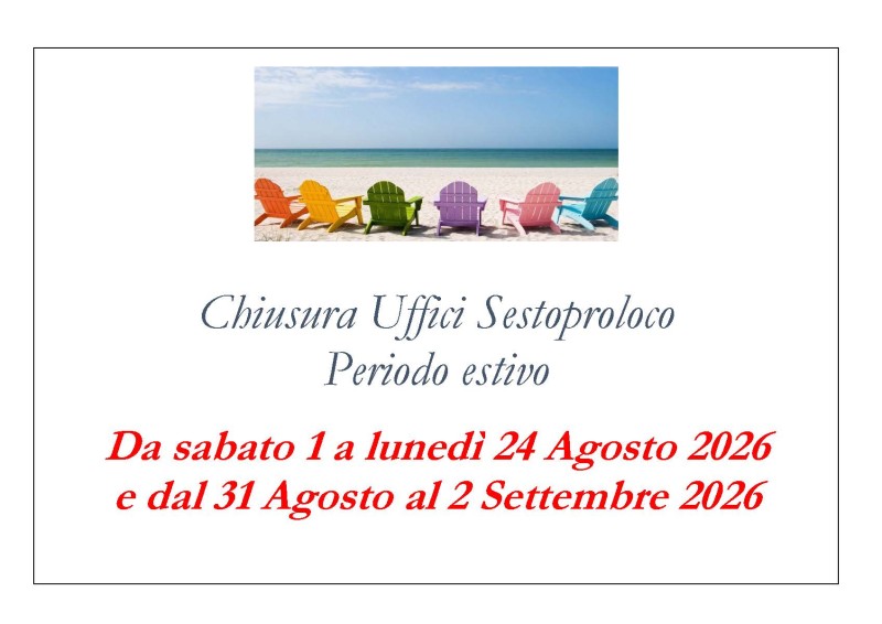 SESTOPROLOCO APS - AVVISO DI CHIUSURA ESTIVA