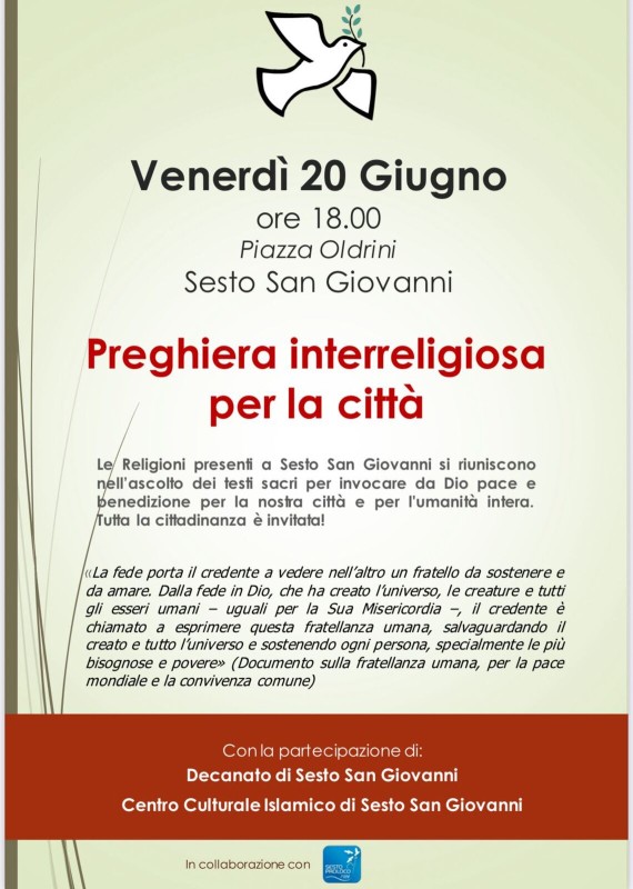 Decanato e Centro Culturale Islamico di Sesto San Giovanni, uniti nella preghiera interreligiosa per la nostra città