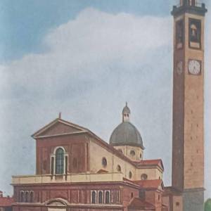 3446 - Chiesa di Santo Stefano. Quadro che rappresenta come doveva essere il campanile 1